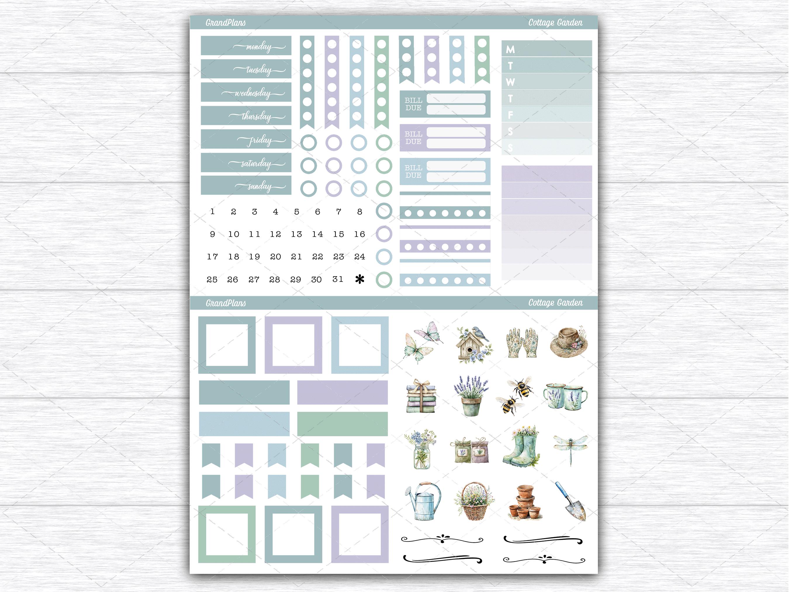 Cottage Garden Weekly Sticker Kit for the Classic Happy Planner ...