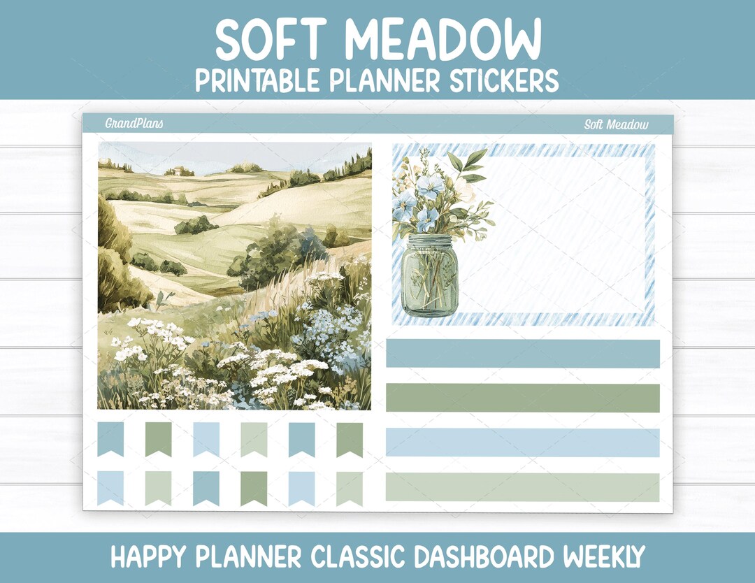 Soft Meadow Weekly Sticker Kit for the Classic Happy Planner Dashboard ...