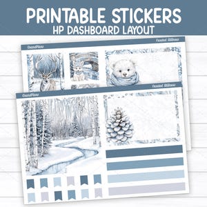 Kit de pegatinas semanales Frosty Stillness para el diseño clásico del panel de control de Happy Planner (imprimible)
