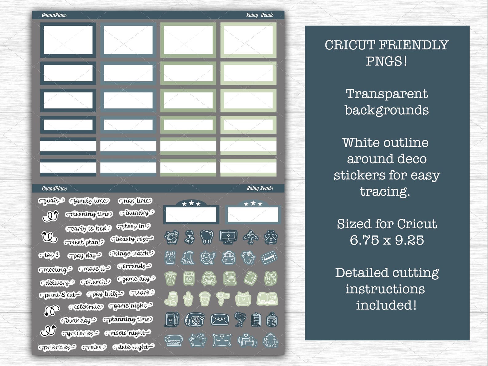 Rainy Reads Weekly Sticker Kit for the Classic Happy Planner Dashboard ...