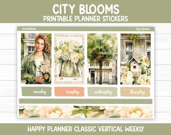 City Blooms Weekly Sticker Kit for the Classic Happy Planner (Printable)