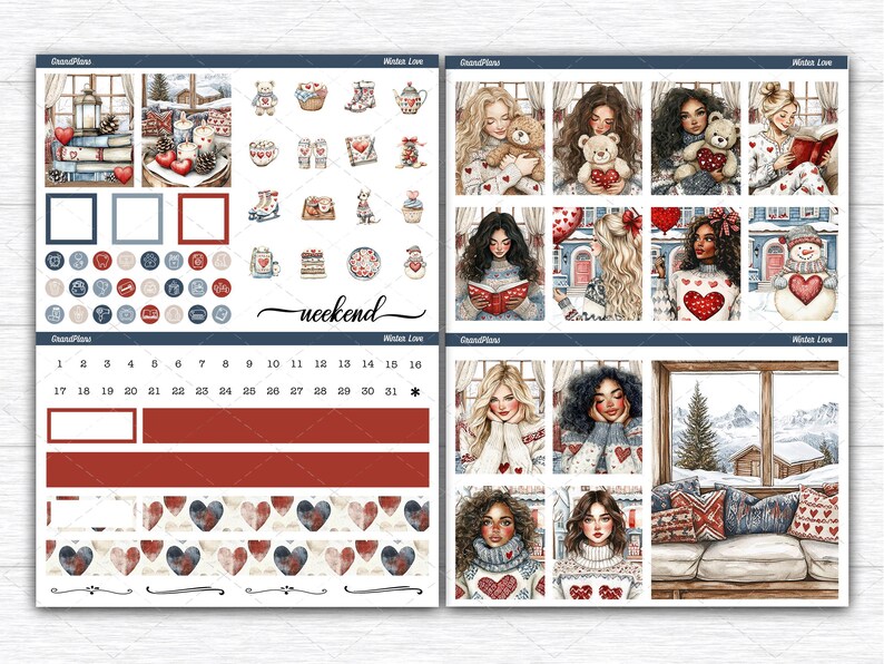 Wintre Love Printable Planner Stickers | Winter Weekly Kit for Erin ...