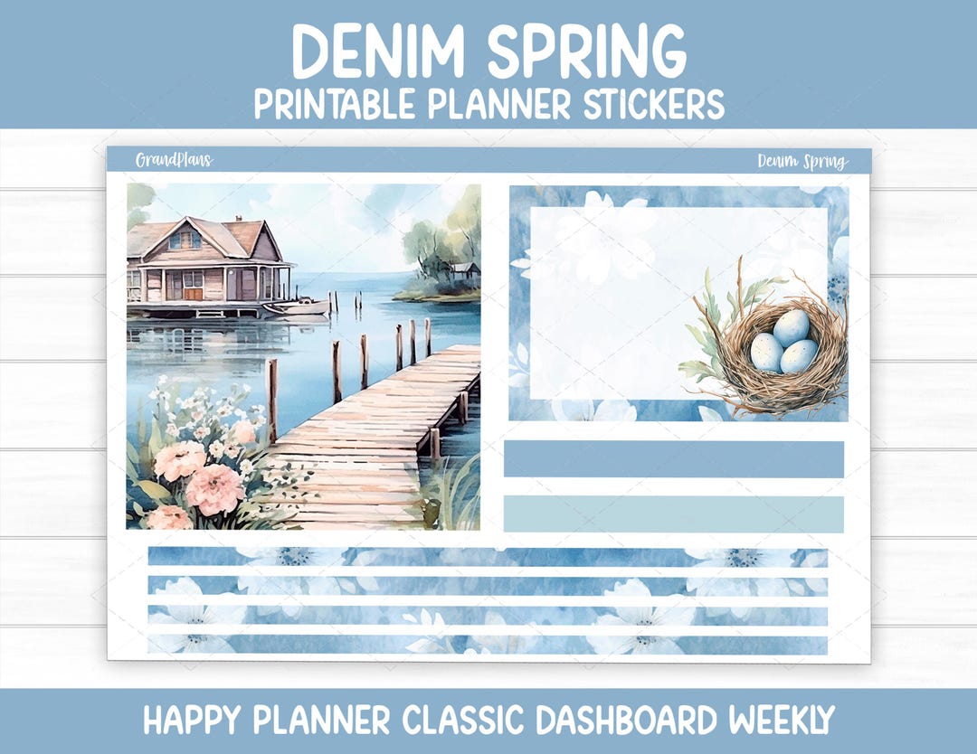 Denim Spring Weekly Sticker Kit for the Classic Happy Planner Dashboard ...