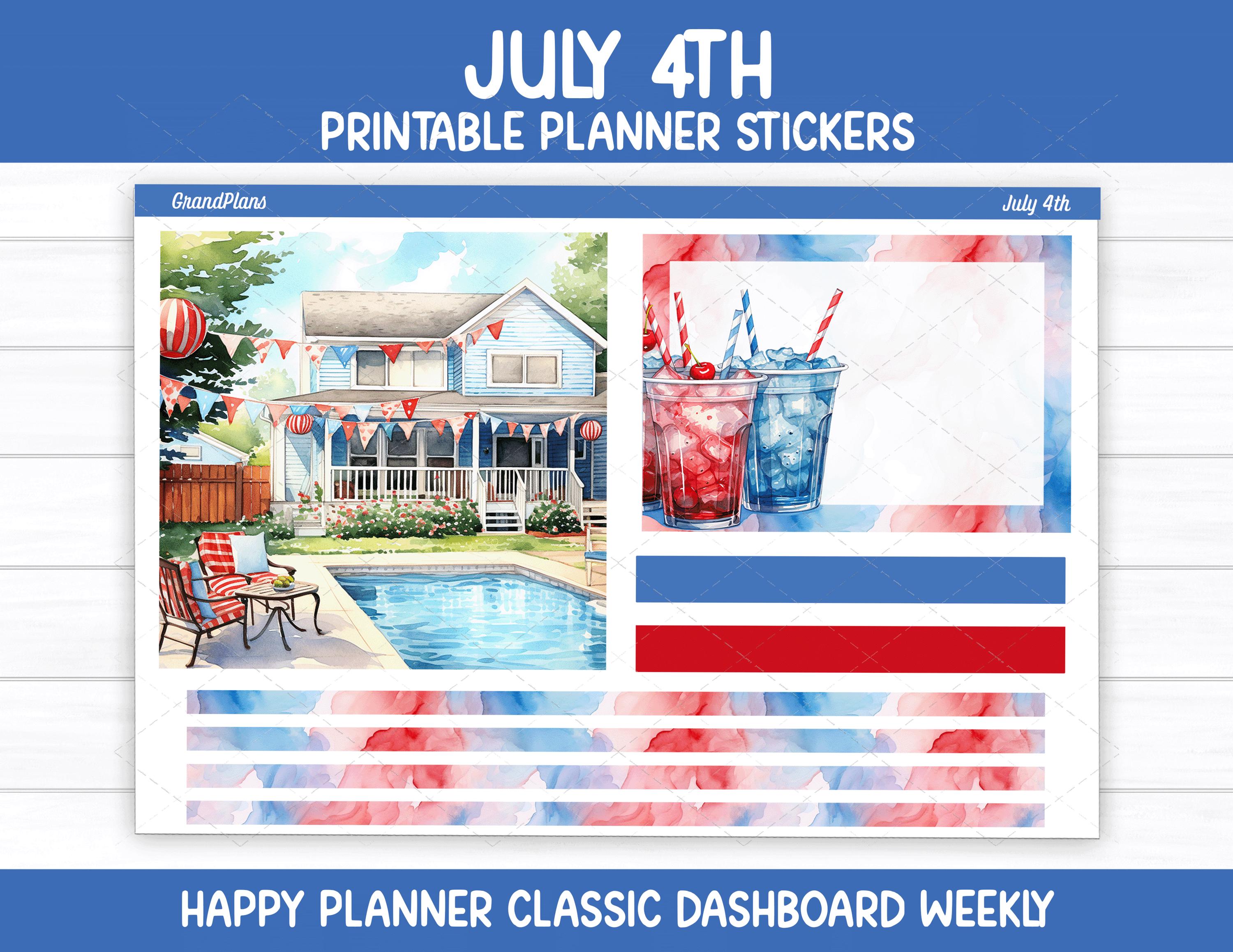 July 4th Weekly Sticker Kit for the Classic Happy Planner Dashboard ...
