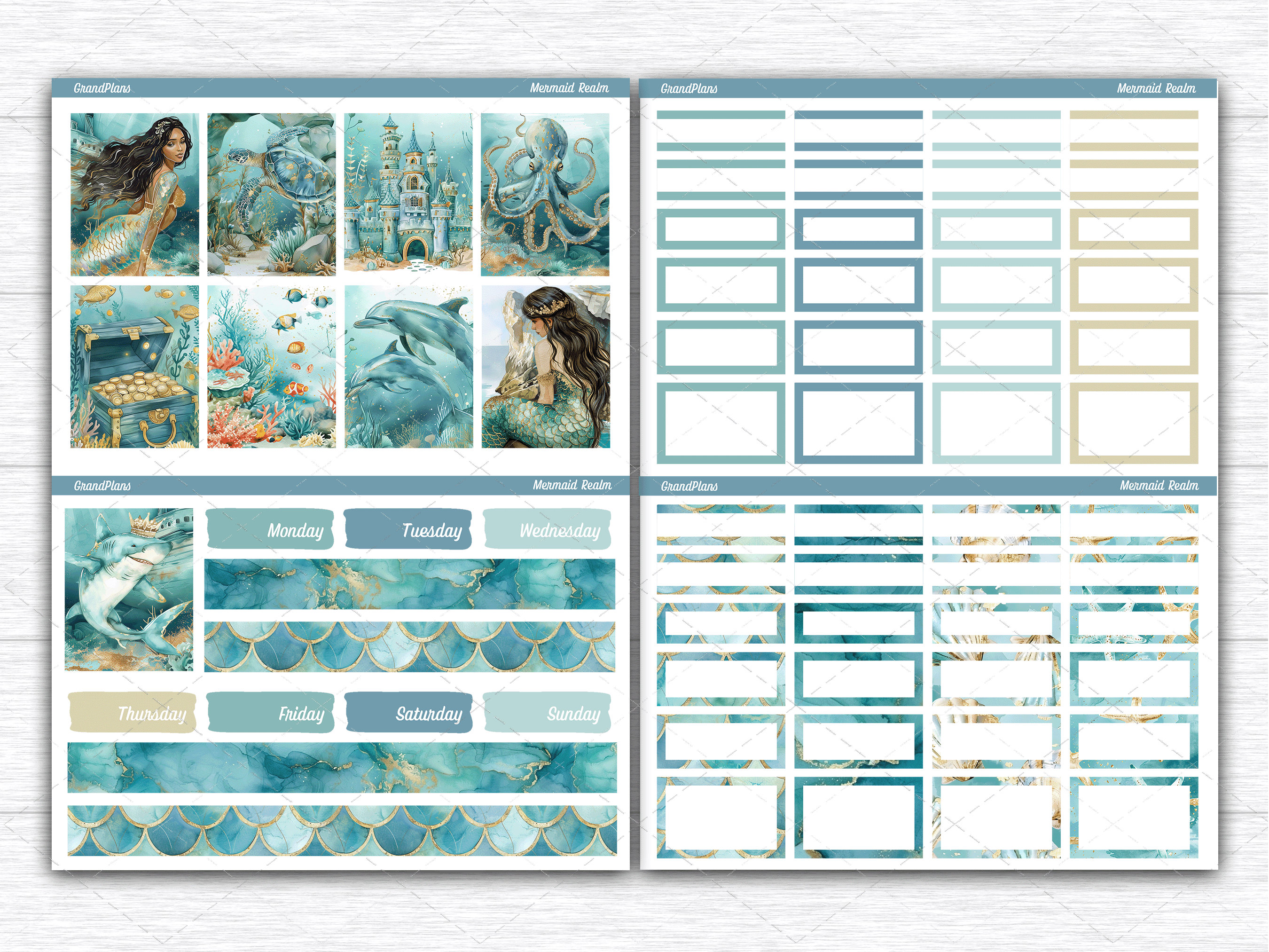 Mermaid Realm Weekly Sticker Kit for Erin Condren & Vertical Planners ...