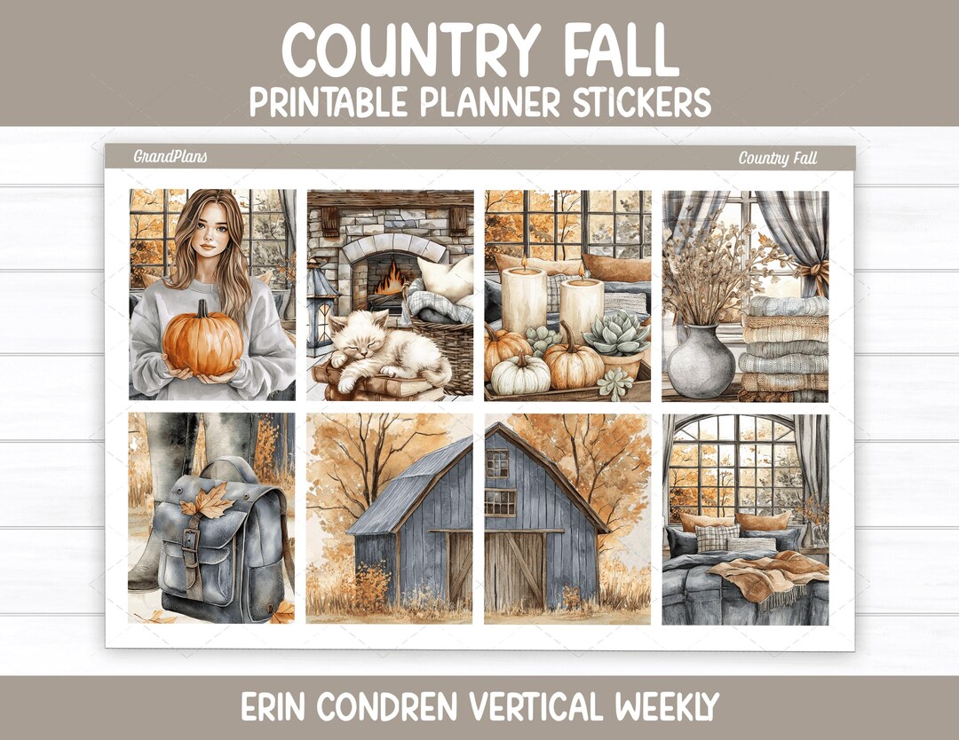 Country Fall Weekly Sticker Kit for Erin Condren and Vertical Planners ...