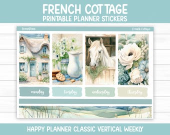 French Cottage Weekly Sticker Kit for the Classic Happy Planner (Printable)