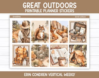 Great Outdoors Printable Planner Stickers | Camping and Hiking Weekly Kit for Erin Condren & Vertical Planners
