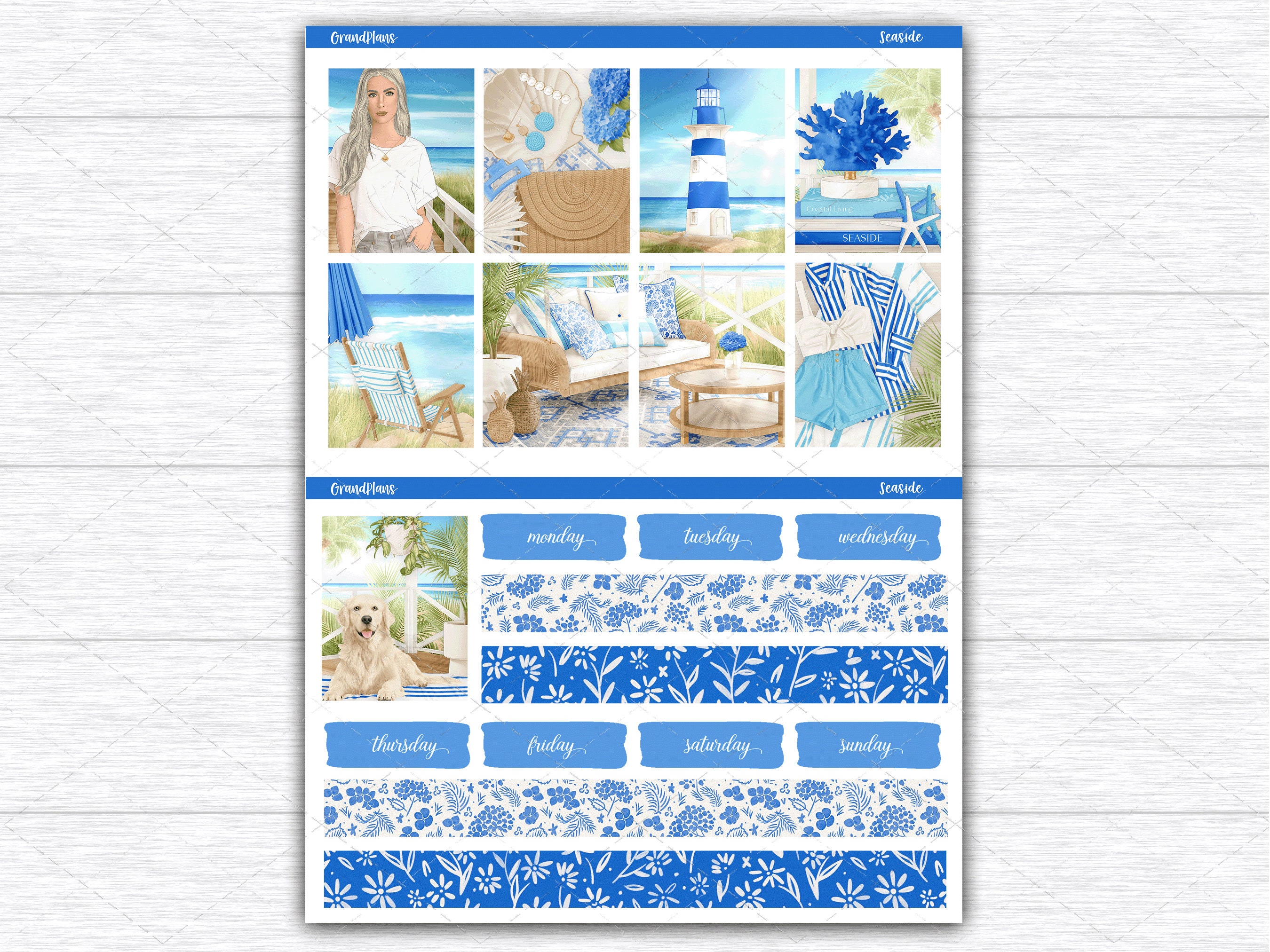 Seaside Planner Stickers | Printable Weekly Kit for Erin Condren and ...