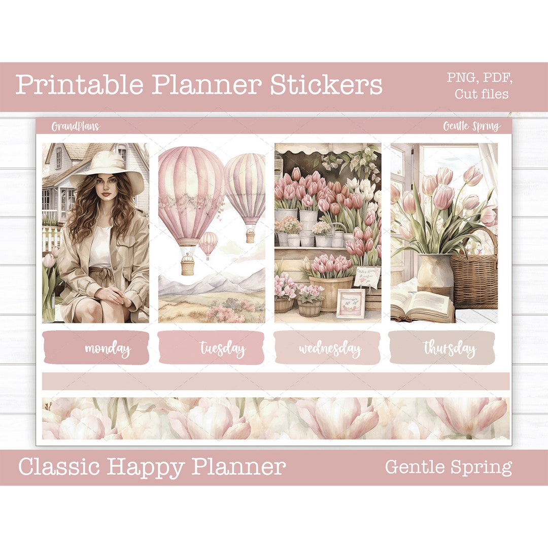 Spring Printable Planner Stickers, Gentle Spring Weekly Sticker Kit ...