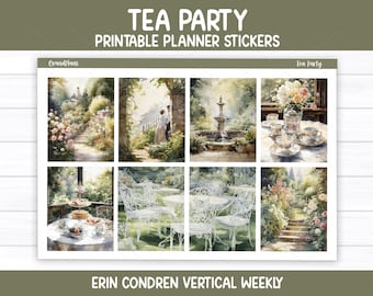 Tea Party Weekly Sticker Kit for Erin Condren and Vertical Planners (Printable)