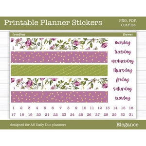 Druckbare Aufkleber, Wochenplaner, A5 Duo Planer, Frühling Aufkleber, Digitale Aufkleber, Cut Files, Cricut, PNG, Eleganz