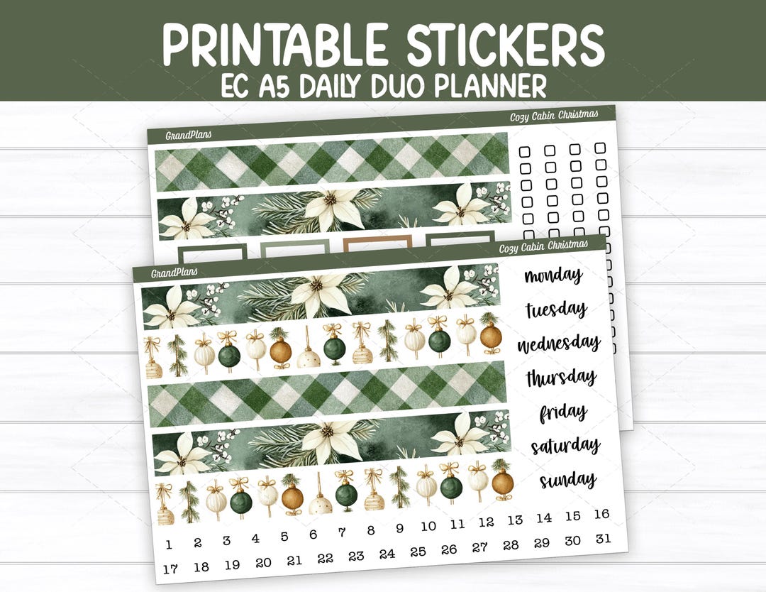 Cozy Cabin Christmas Weekly Sticker Kit for Erin Condren A5 Daily Duo ...
