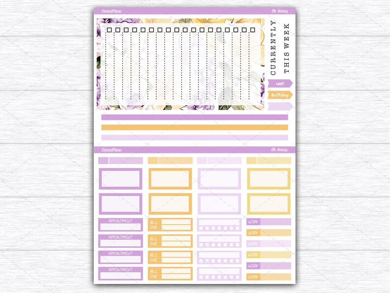 Oh Honey Weekly Sticker Kit for the Classic Happy Planner Dashboard ...