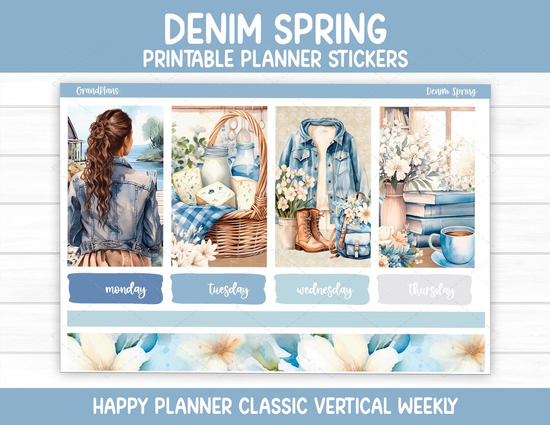 Denim Spring Weekly Sticker Kit for the Classic Happy Planner ...