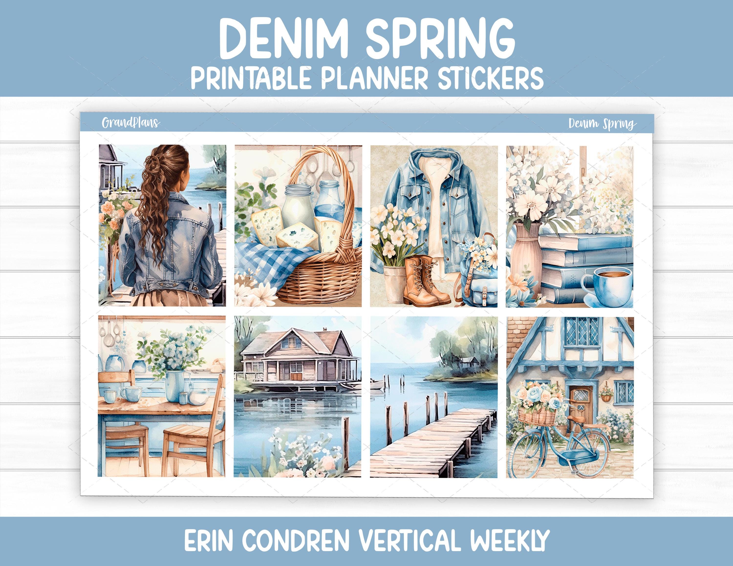 Denim Spring Weekly Sticker Kit for Erin Condren & Vertical Planners ...