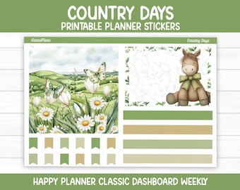 Veckovis klistermärkeskit för den klassiska Happy Planner-instrumentpanelen (utskrivbar)