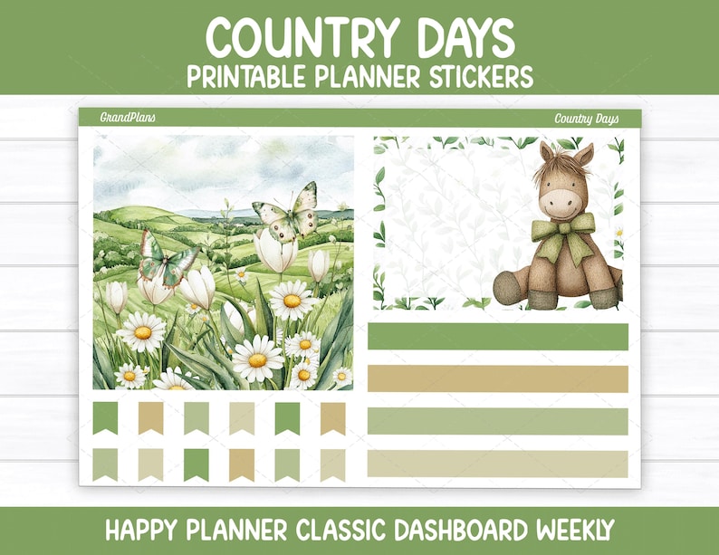 Country Days Weekly Sticker Kit for the Classic Happy Planner Dashboard ...