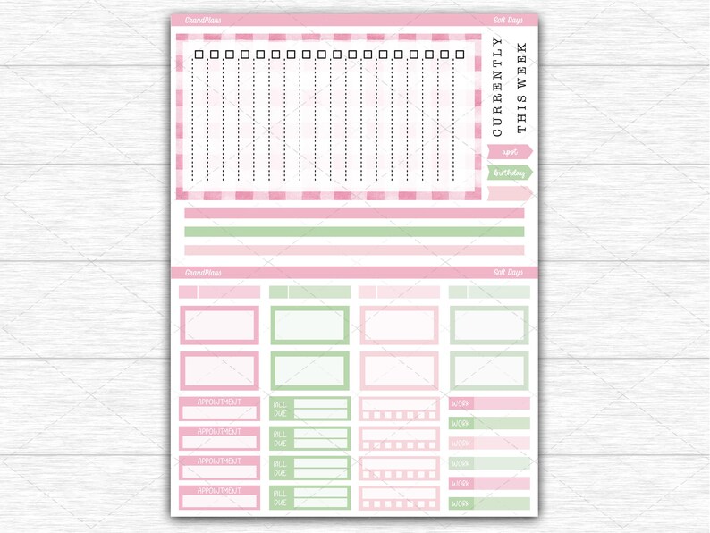 Soft Days Weekly Sticker Kit for the Classic Happy Planner Dashboard ...