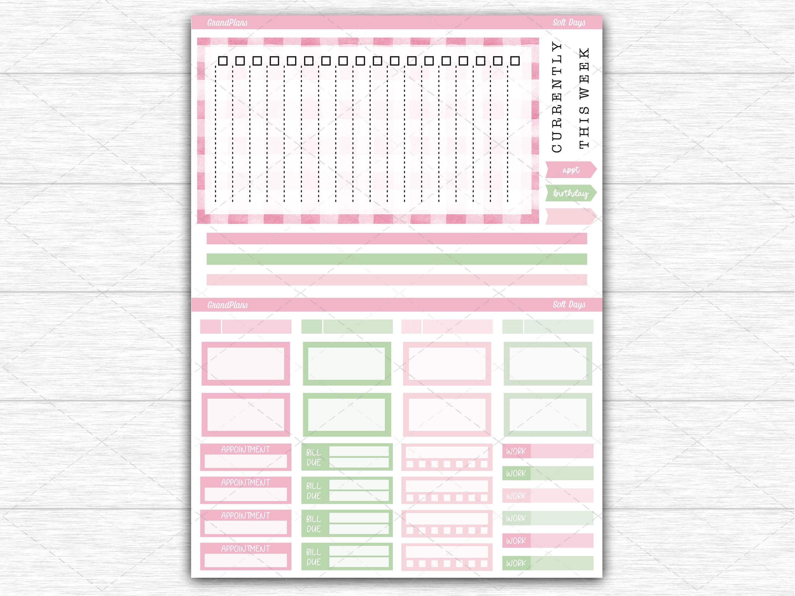 Soft Days Weekly Sticker Kit for the Classic Happy Planner Dashboard ...