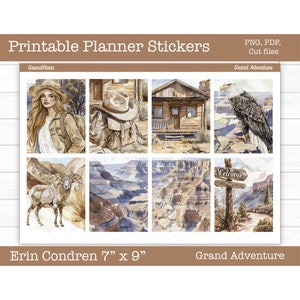 Printable Planner Stickers, Grand Adventure Weekly Sticker Kit,Erin Condren Planner Stickers, Vertical Sticker Kit, Cut File, Cricut PNG
