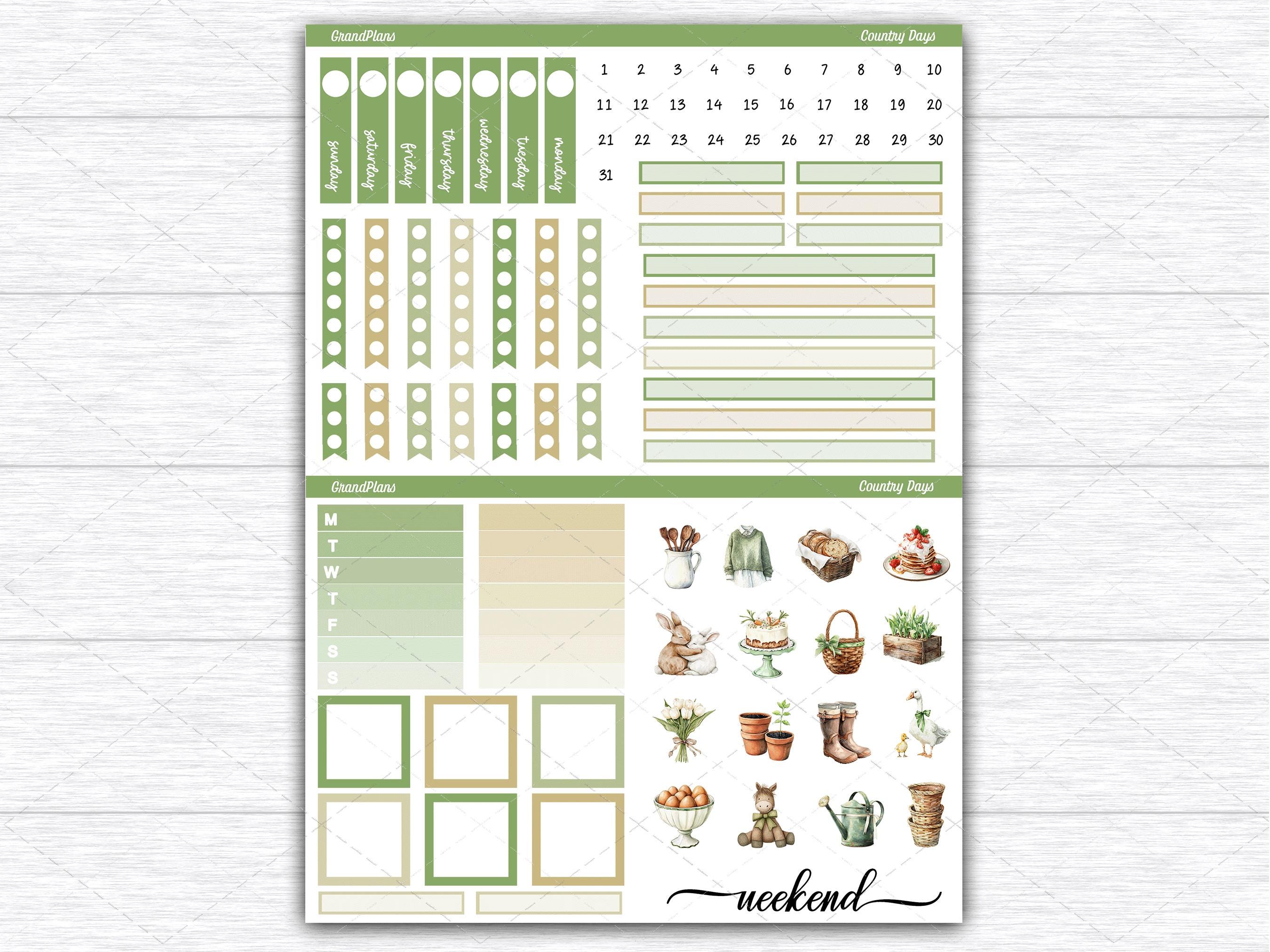 Country Days Weekly Sticker Kit for the Classic Happy Planner Dashboard ...