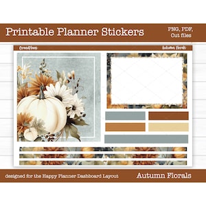 Autumn Florals Planner Stickers: Happy Planner Dashboard Layout (Digital Download)
