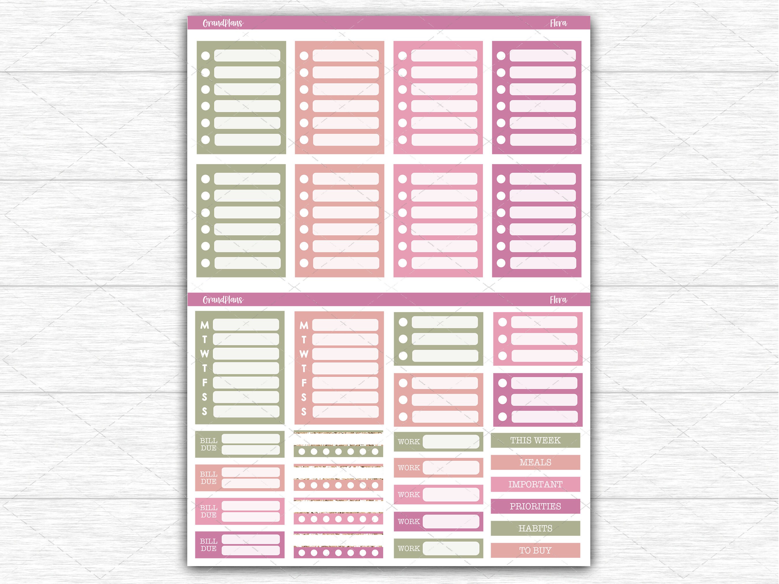 Flora Weekly Planner Sticker Kit for the Erin Condren 7x9 Vertical ...