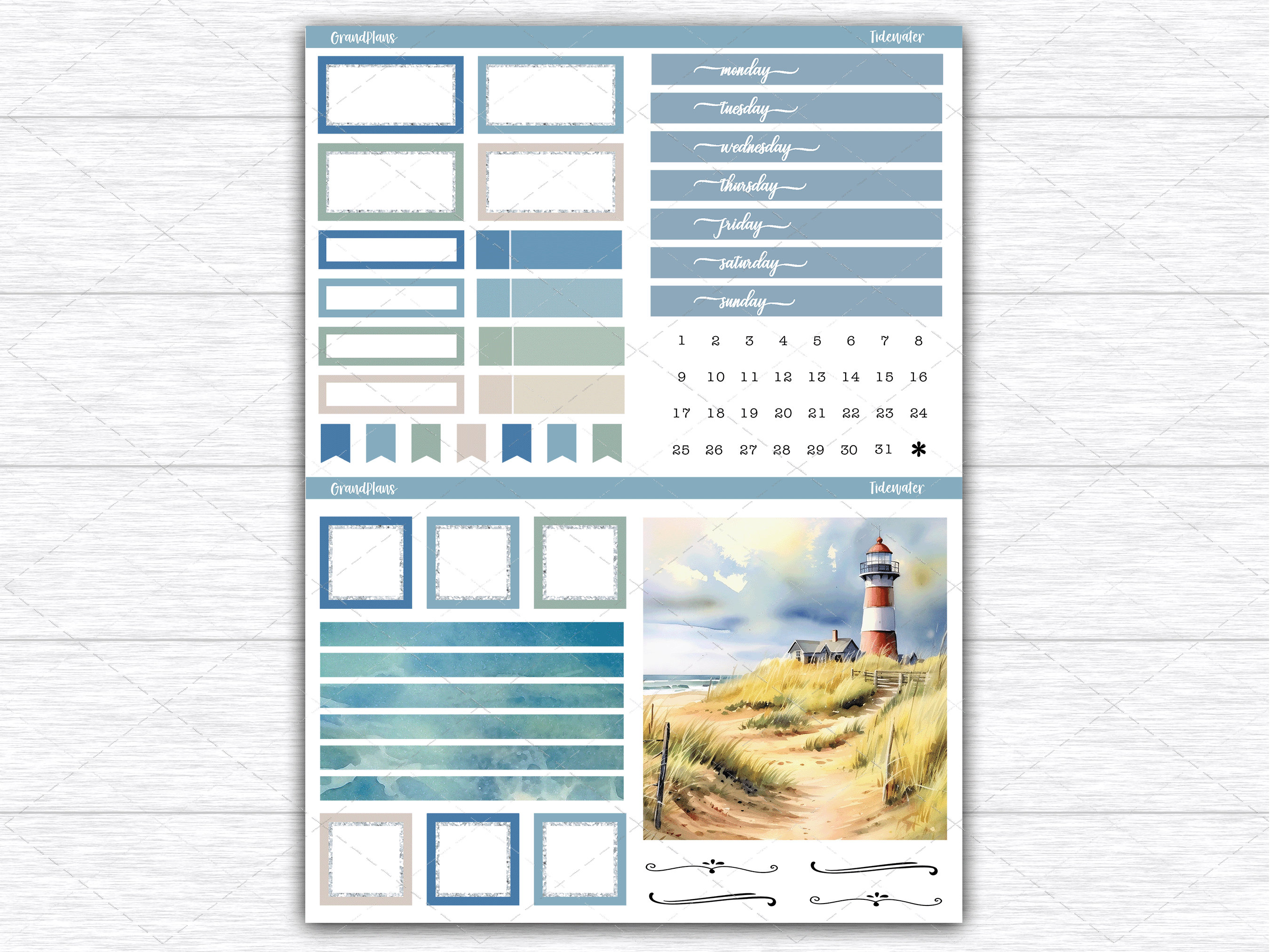 Tidewater Weekly Sticker Kit for the Classic Happy Planner Dashboard ...