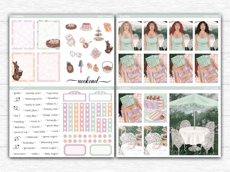 Easter Sunday Weekly Sticker Kit for Erin Condren and Vertical Planners ...