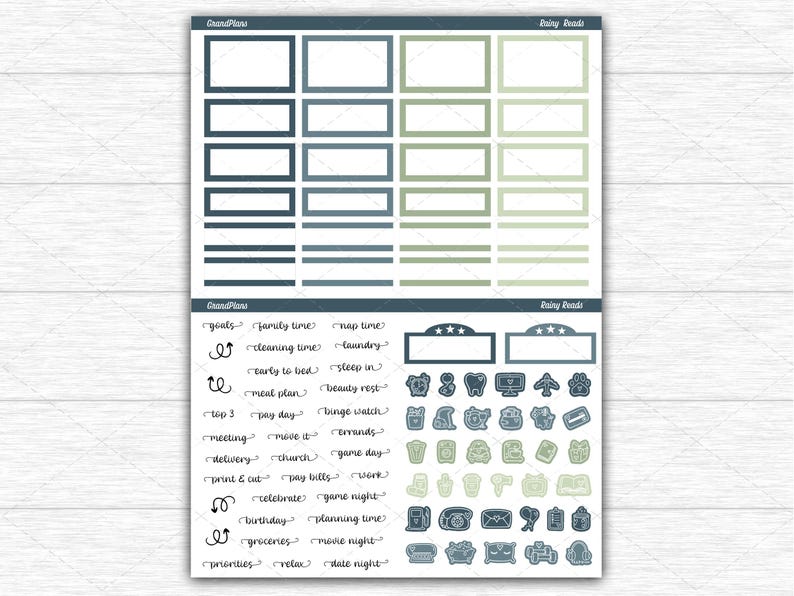 Rainy Reads Weekly Sticker Kit for the Classic Happy Planner Dashboard ...