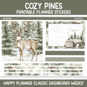 Cozy Pines Printable Planner Stickers | Winter Weekly Kit for Happy Planner Dashboard Layout