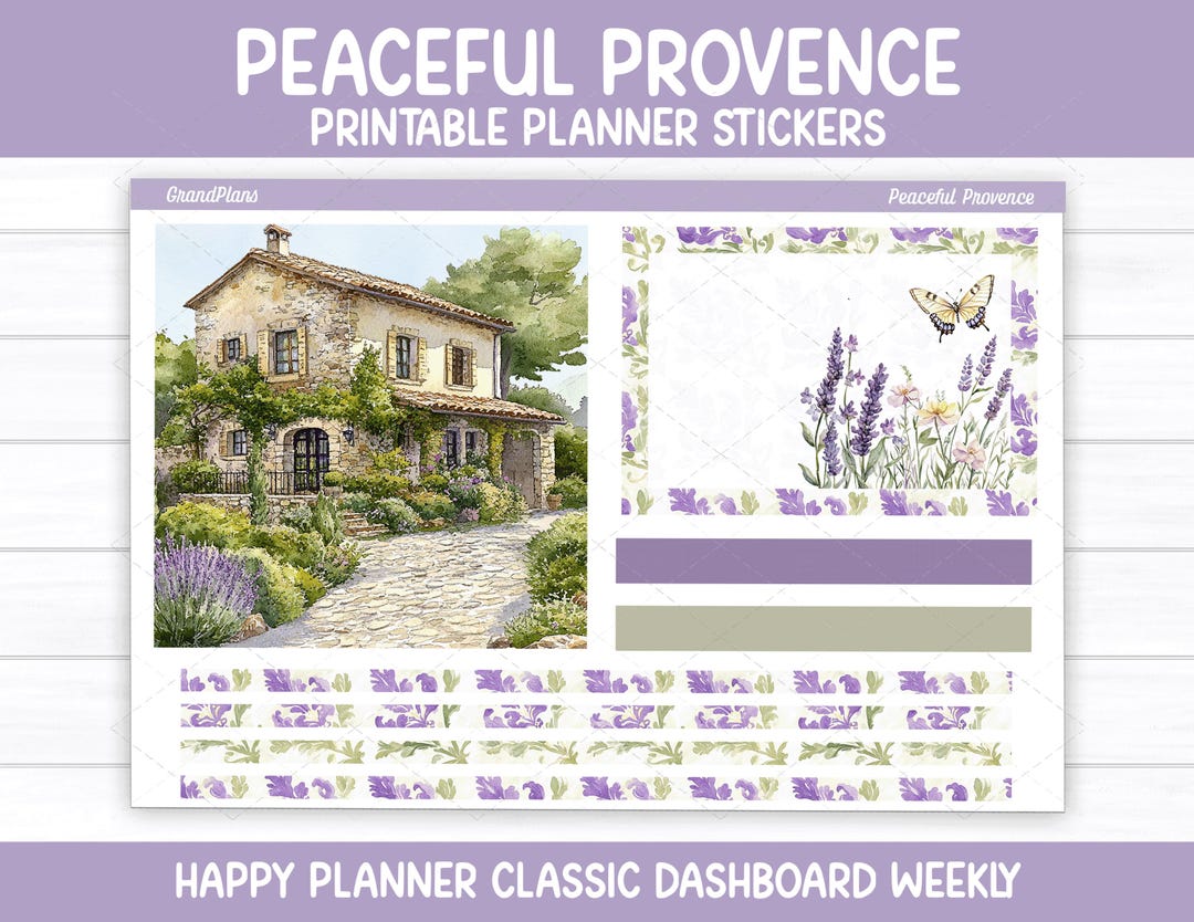 Peaceful Provence Weekly Sticker Kit for the Classic Happy Planner ...