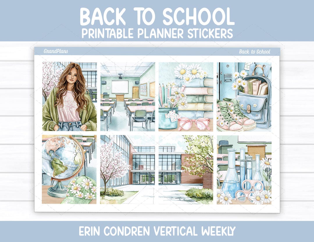 Back to School Weekly Sticker Kit for Erin Condren & Vertical Planners ...
