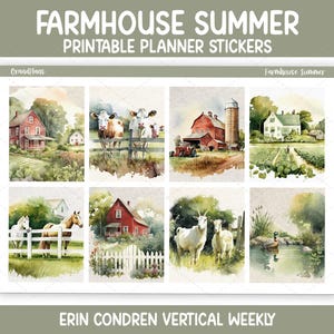 Farmhouse Summer Weekly Sticker Kit for Erin Condren and Vertical Planners (Printable)