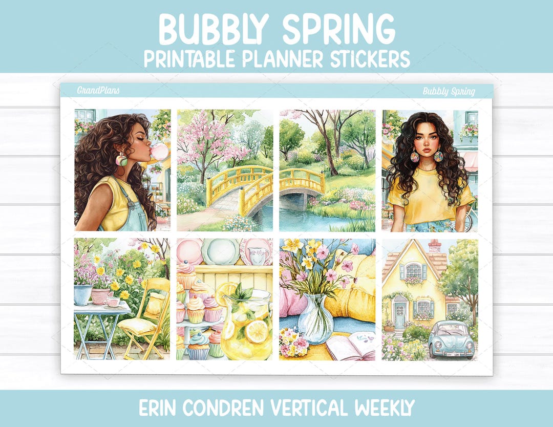 Bubbly Spring Weekly Sticker Kit for Erin Condren & Vertical Planners ...