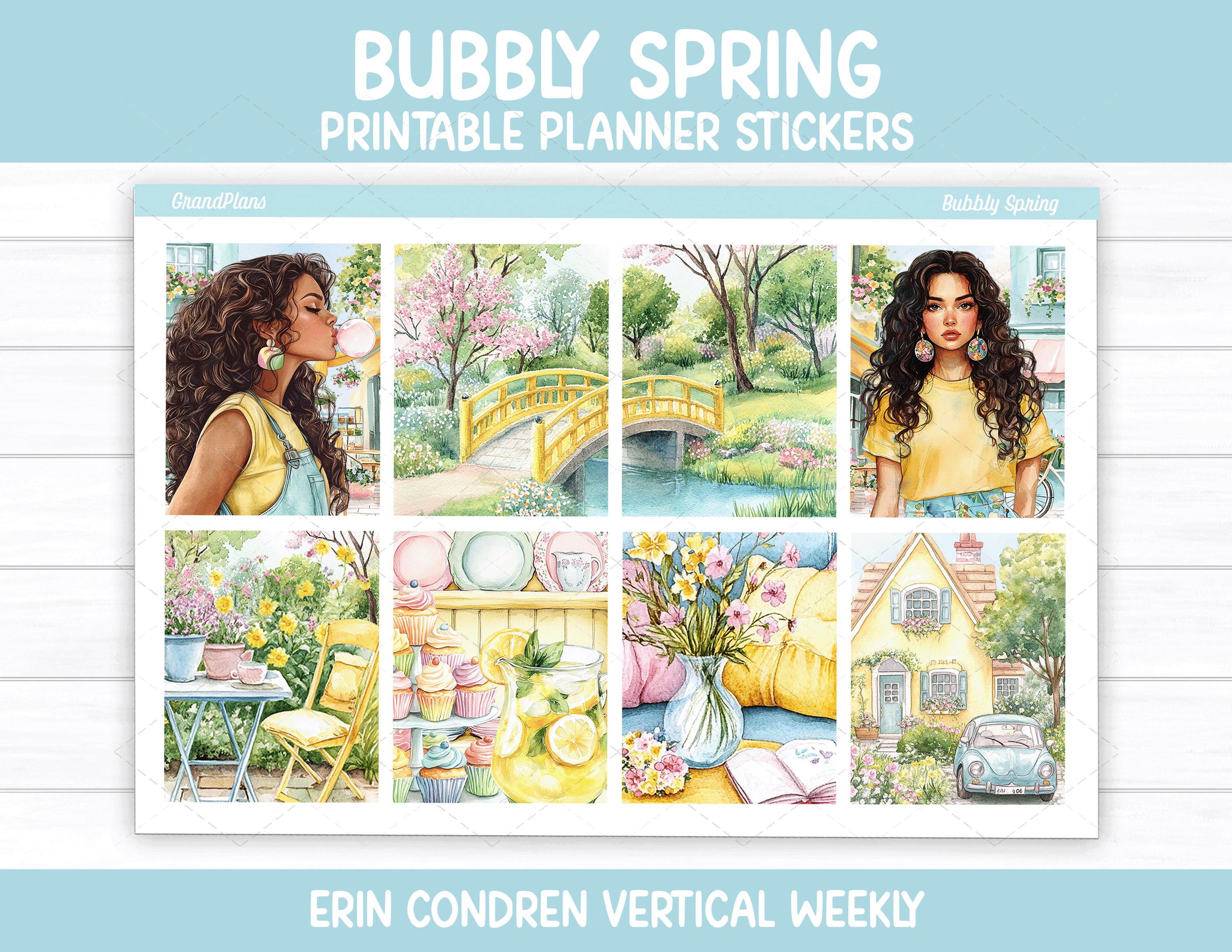 Bubbly Spring Weekly Sticker Kit for Erin Condren & Vertical Planners ...