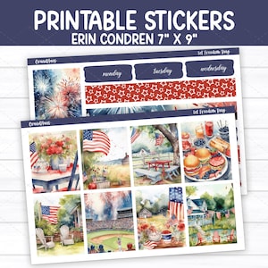 Let Freedom Ring Weekly Sticker Kit for Erin Condren & Vertical Planners (Printable)