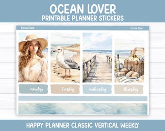 Ocean Lover Weekly Sticker Kit for the Classic Happy Planner (Printable)