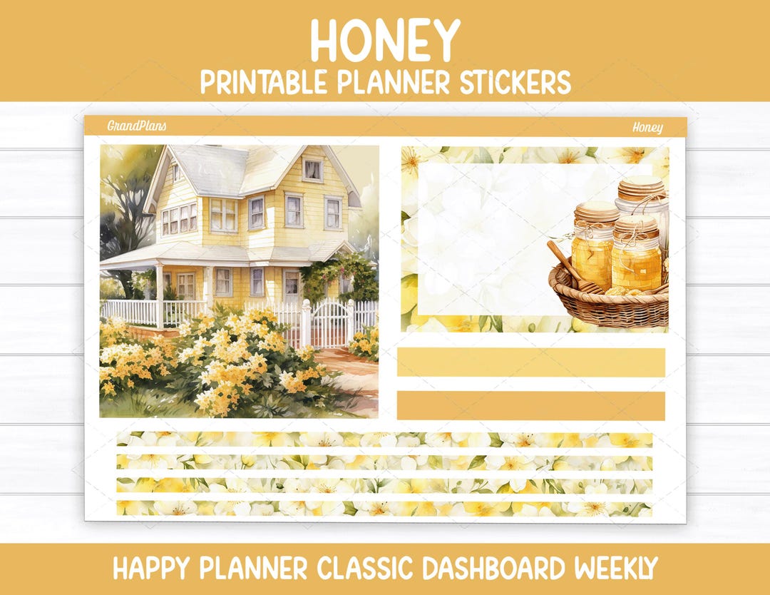 Honey Weekly Sticker Kit for the Classic Happy Planner Dashboard Layout ...