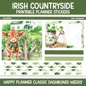Irish Countryside Weekly Sticker Kit for the Classic Happy Planner Dashboard Layout (Printable)