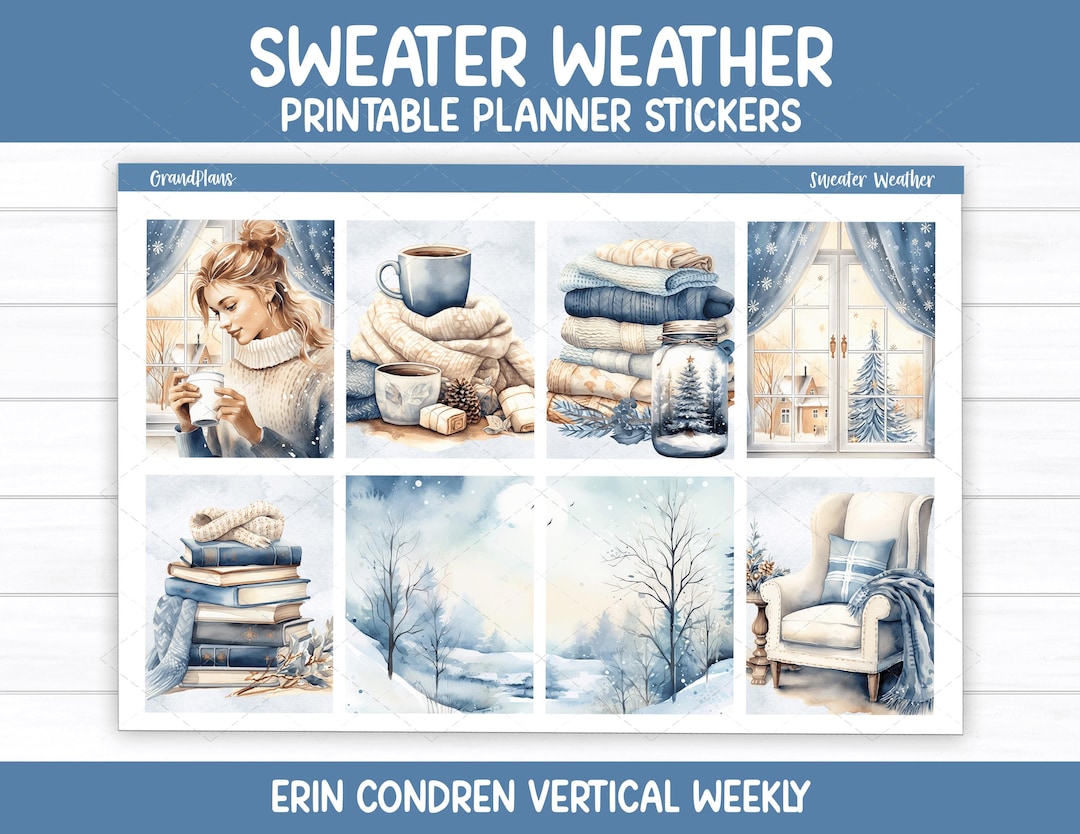 Sweater Weather Printable Planner Stickers | Winter Weekly Kit for Erin ...
