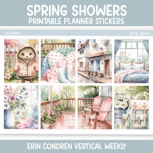 Spring Showers Weekly Sticker Kit for Erin Condren & Vertical Planners (Printable)