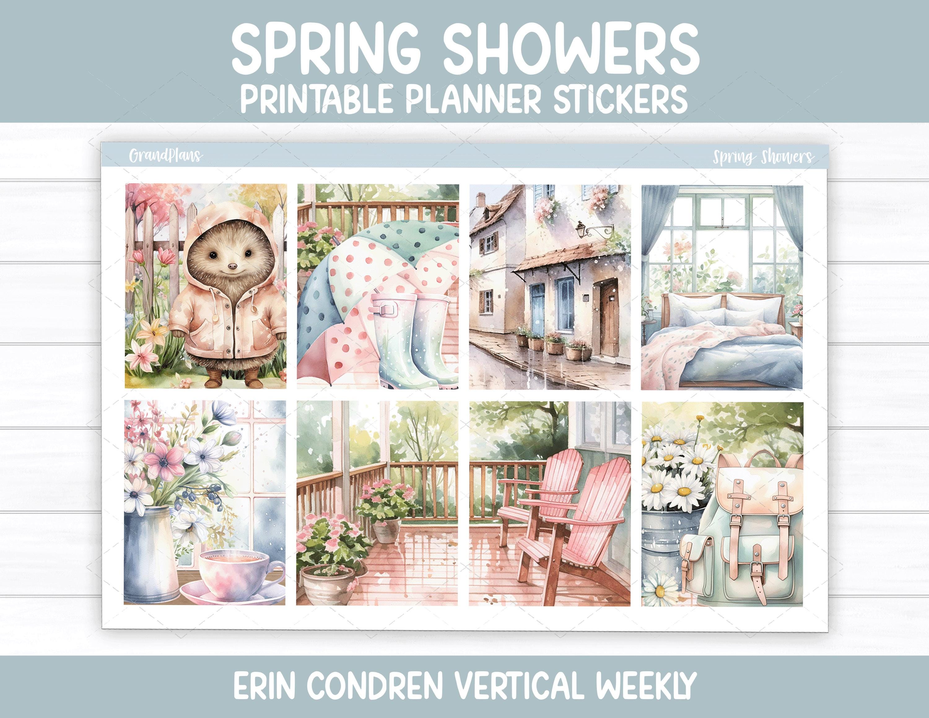Spring Showers Weekly Sticker Kit for Erin Condren & Vertical Planners ...