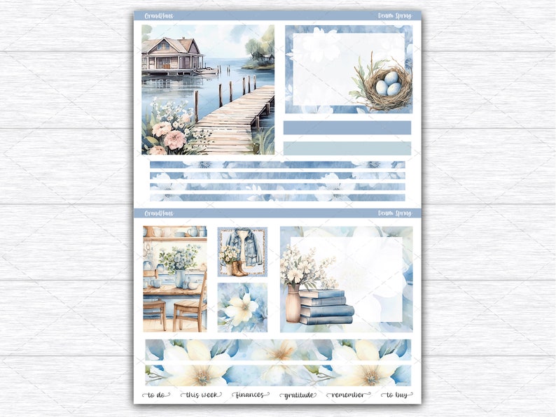 Denim Spring Weekly Sticker Kit for the Classic Happy Planner Dashboard ...