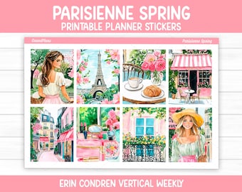 Parisienne Frühling Wochen Sticker Kit für Erin Condren & Vertikale Planer (druckbar)