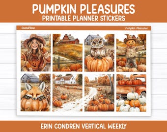 Kit de pegatinas semanales "Placeres de Calabaza" para Erin Condren y agendas verticales (imprimible)