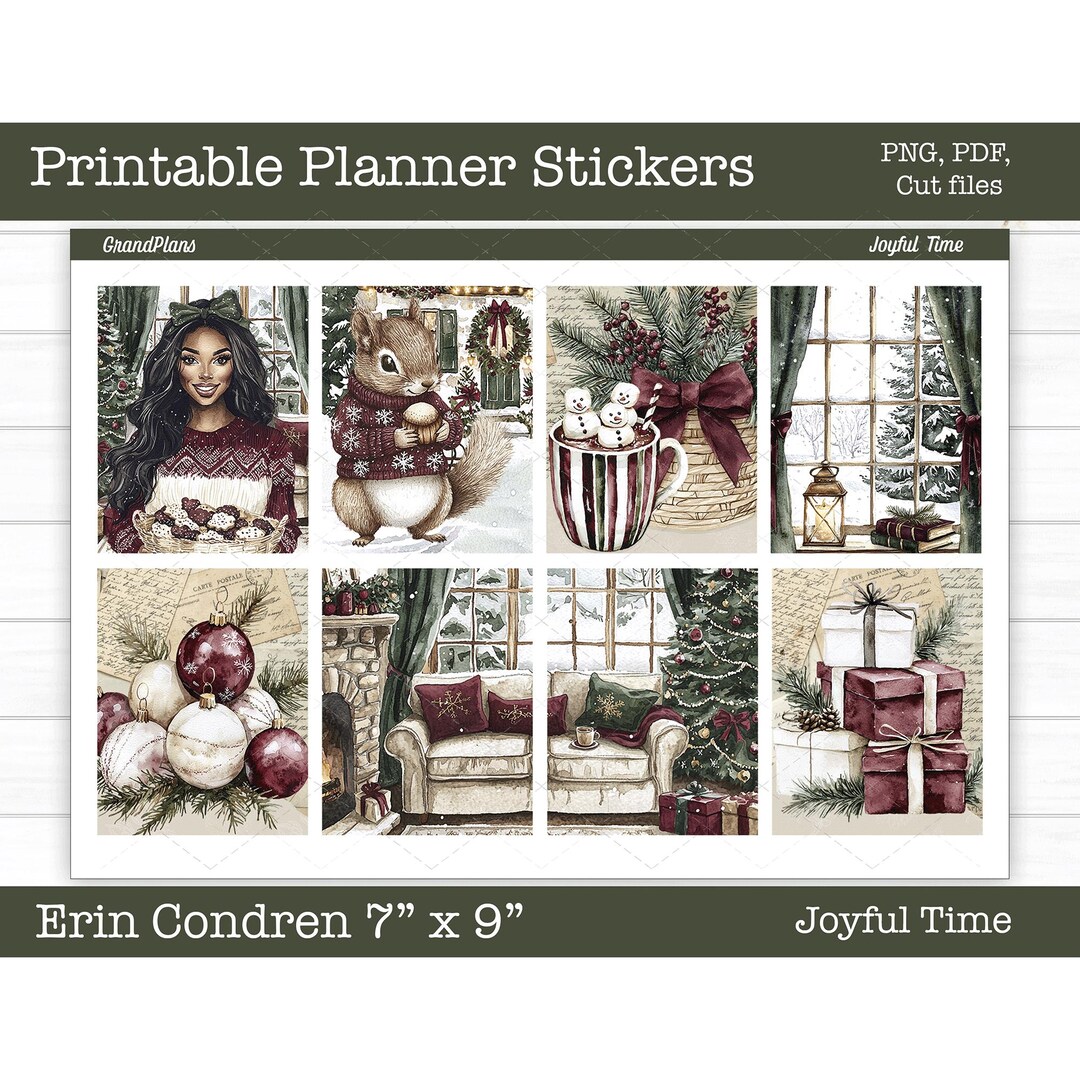 Christmas Printable Planner Stickers, Weekly Sticker Kit, Joyful Time ...