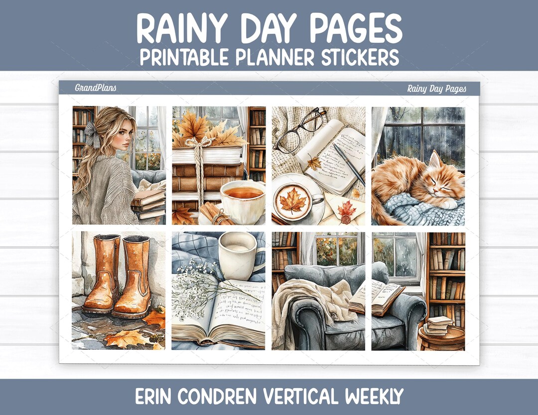 Rainy Day Pages Weekly Sticker Kit for Erin Condren & Vertical Planners ...