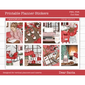 Adesivi per planner stampabili, kit di adesivi settimanali, adesivi Erin Condren, planner verticale, Natale, Cricut PNG, file di taglio, caro Babbo Natale
